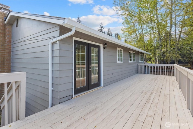 wooden deck with french doors