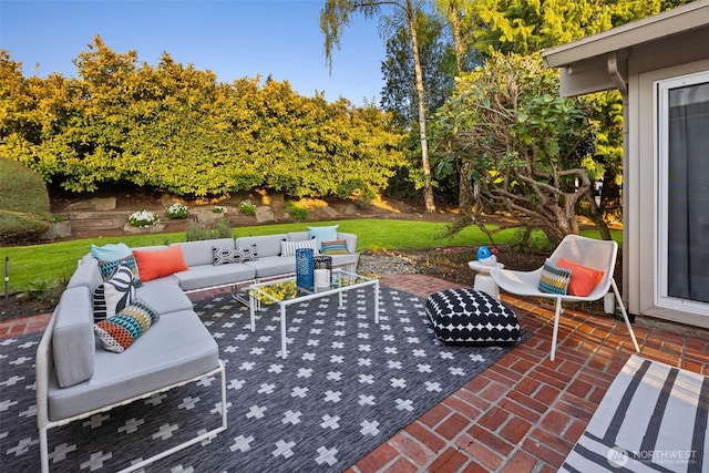 view of patio / terrace featuring an outdoor hangout area