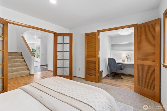 bedroom featuring recessed lighting, wood finished floors, and baseboards