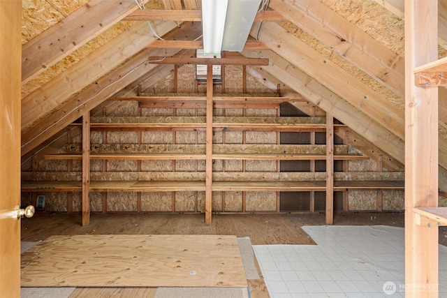 view of unfinished attic