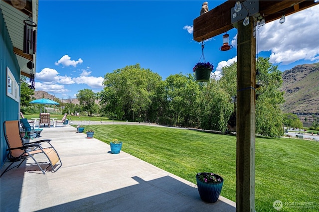 876 1st St, Chelan Falls, WA 98817 - view of patio featuring a mountain view