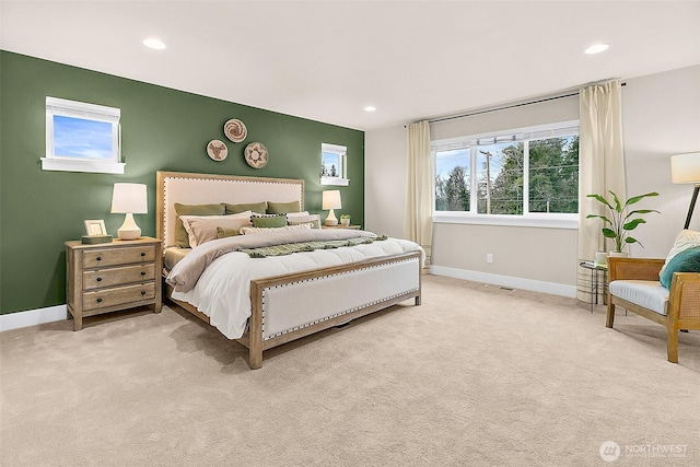 14232 SE 284th Pl, Kent, WA 98042 - bedroom featuring recessed lighting, baseboards, and light carpet