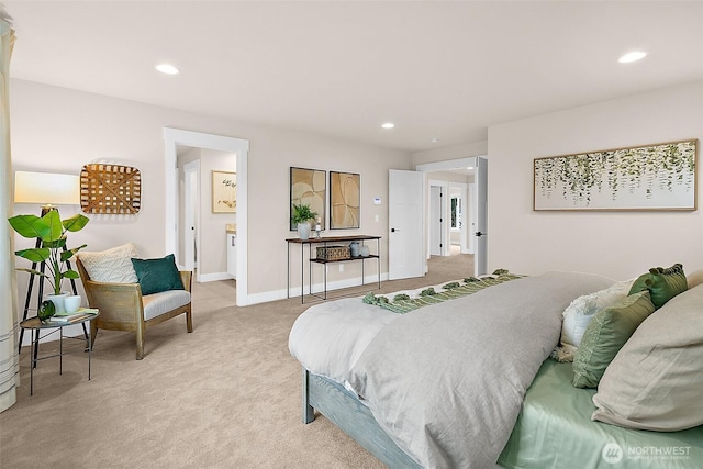 14232 SE 284th Pl, Kent, WA 98042 - bedroom with recessed lighting, baseboards, and light carpet