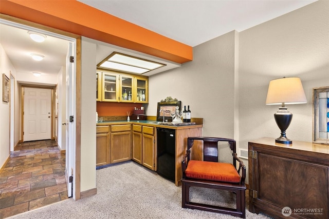 24264 133rd Ave SE, Kent, WA 98042 - bar with stone tile flooring, indoor wet bar, baseboards, and black dishwasher