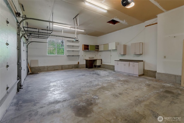 garage with a garage door opener