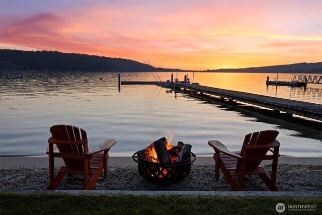 3193 Northshore Rd, Bellingham, WA 98226 - view of dock featuring a water view and a fire pit