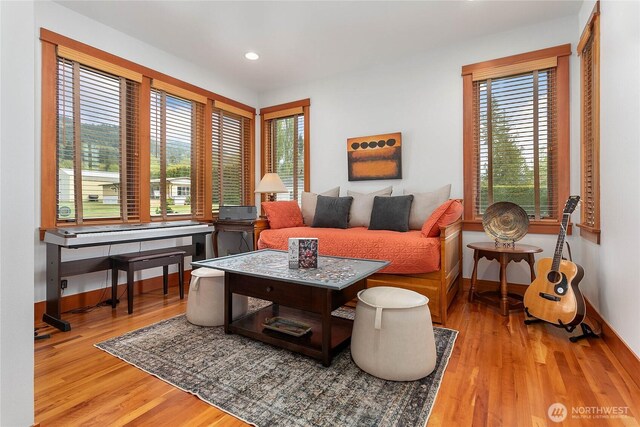 3193 Northshore Rd, Bellingham, WA 98226 - living room featuring recessed lighting, baseboards, and light wood finished floors