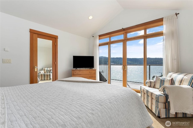 3193 Northshore Rd, Bellingham, WA 98226 - bedroom featuring lofted ceiling and access to exterior