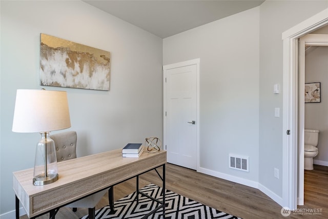 3009 Oleander Ln, Blaine, WA 98230 - office area featuring baseboards, wood finished floors, and visible vents