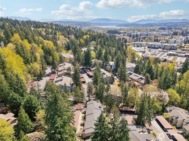 bird's eye view featuring a mountain view