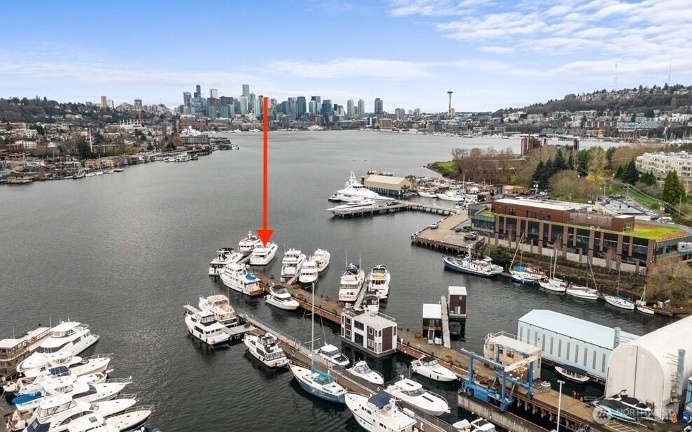 bird's eye view featuring a view of city and a water view