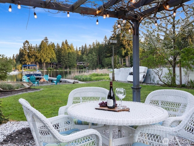 view of patio / terrace with a pergola and outdoor dining area