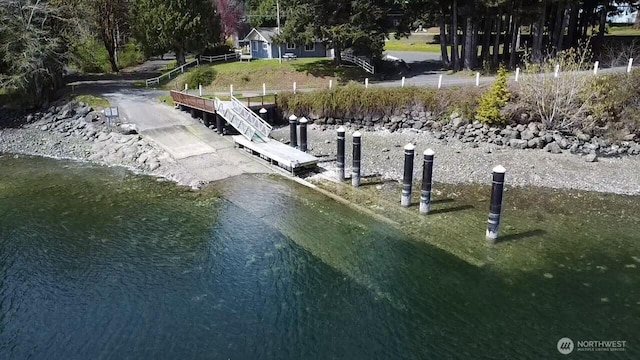 view of dock featuring a water view