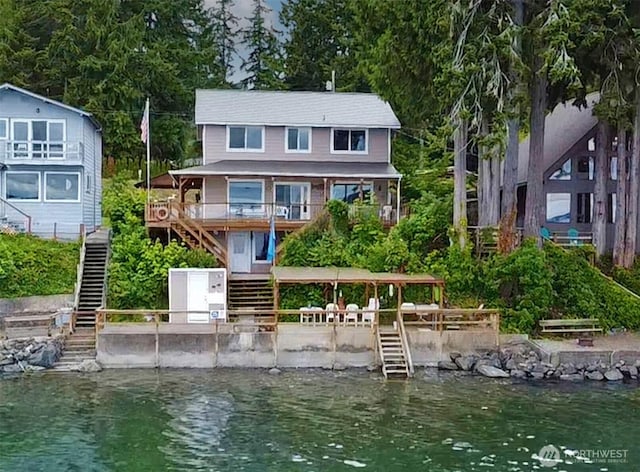 51 Canal Ln, Brinnon, WA 98320 - dock with stairs and a deck with water view