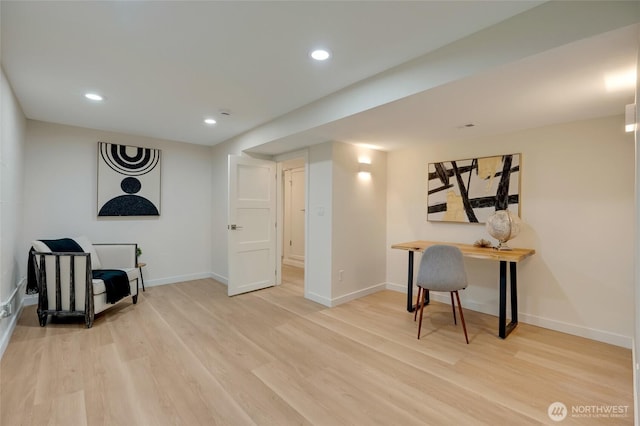 19010 12th Ave NE, Shoreline, WA 98155 - sitting room featuring light wood-style floors, recessed lighting, and a desk