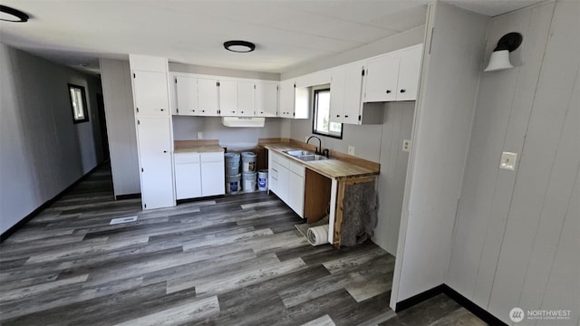 411 W Grove St Unit B, Shelton, WA 98584 - kitchen featuring dark wood-type flooring, light countertops, white cabinetry, and a sink