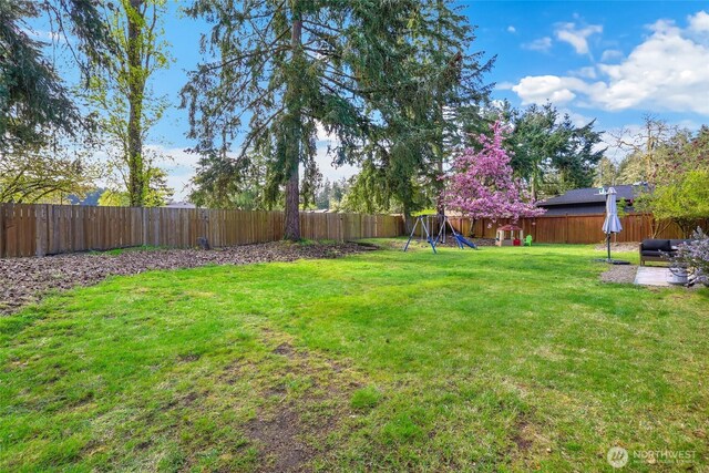 view of yard featuring a fenced backyard