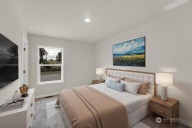 13105 Ridge Cir E, Bonney Lake, WA 98391 - bedroom featuring baseboards and recessed lighting
