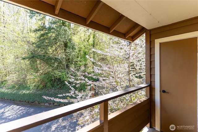 balcony with a view of trees