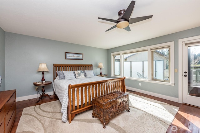 6250 Woodcock Rd, Sequim, WA 98382 - bedroom featuring access to outside, wood finished floors, and ceiling fan