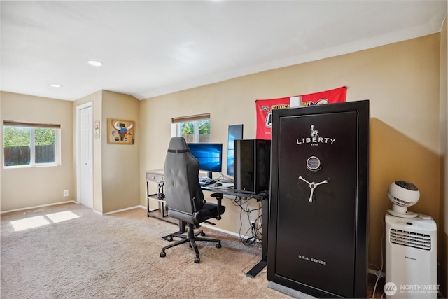 24214 38th Avenue Ct E, Spanaway, WA 98387 - office area featuring plenty of natural light, baseboards, carpet, and recessed lighting