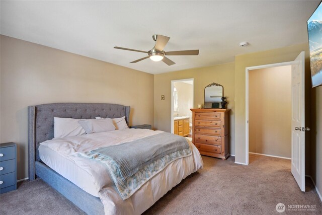 24214 38th Avenue Ct E, Spanaway, WA 98387 - carpeted bedroom with ceiling fan and ensuite bathroom