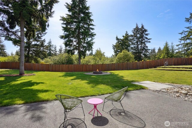 24214 38th Avenue Ct E, Spanaway, WA 98387 - view of yard with an outdoor fire pit and a patio