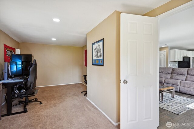 24214 38th Avenue Ct E, Spanaway, WA 98387 - carpeted office with baseboards and recessed lighting