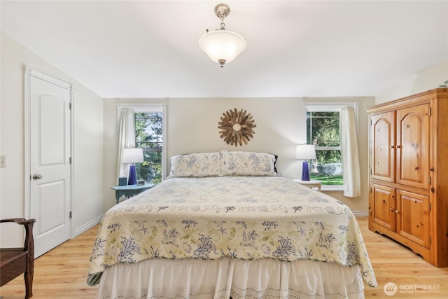 bedroom with light wood-style flooring