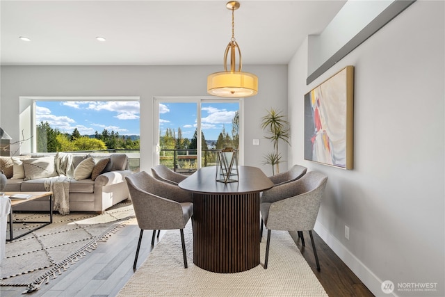 9028 45th Ave NE, Seattle, WA 98115 - dining space featuring recessed lighting, wood finished floors, and baseboards