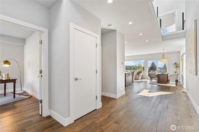 9028 45th Ave NE, Seattle, WA 98115 - corridor with recessed lighting, baseboards, and dark wood-style flooring