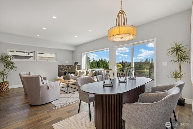 9028 45th Ave NE, Seattle, WA 98115 - dining area featuring recessed lighting, wood finished floors, and baseboards