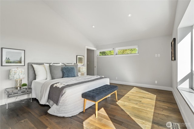9028 45th Ave NE, Seattle, WA 98115 - bedroom with recessed lighting, vaulted ceiling, baseboards, and wood finished floors