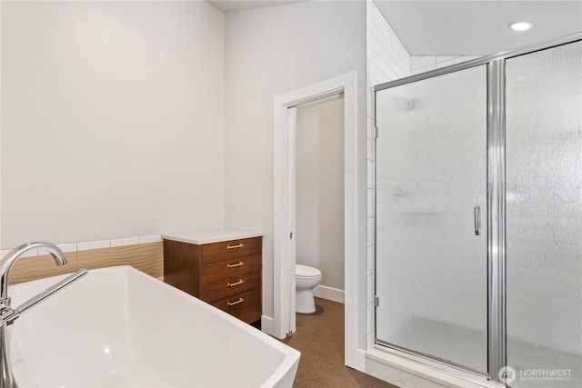 9028 45th Ave NE, Seattle, WA 98115 - full bathroom featuring a bath, a shower stall, and toilet