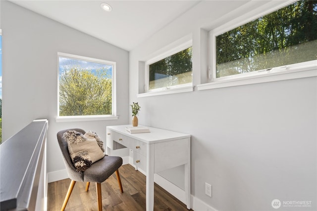 9028 45th Ave NE, Seattle, WA 98115 - home office with baseboards, wood finished floors, and recessed lighting