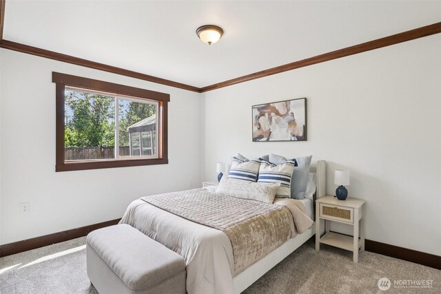 3718 NE Everett St, Camas, WA 98607 - carpeted bedroom featuring ornamental molding and baseboards