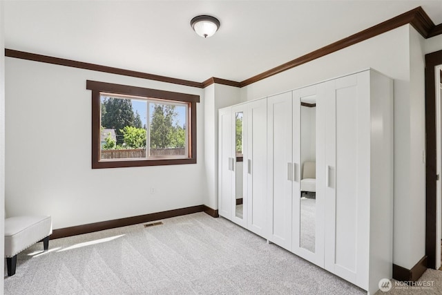 3718 NE Everett St, Camas, WA 98607 - unfurnished bedroom featuring carpet floors, ornamental molding, and baseboards