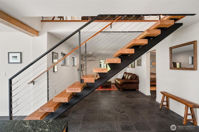 stairs with baseboards
