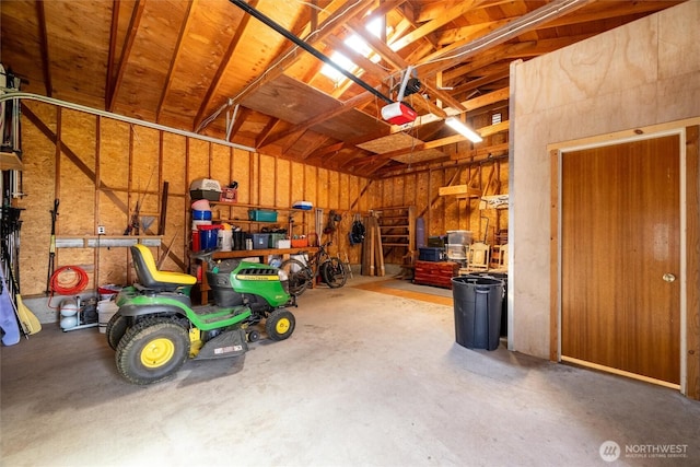 garage with a garage door opener