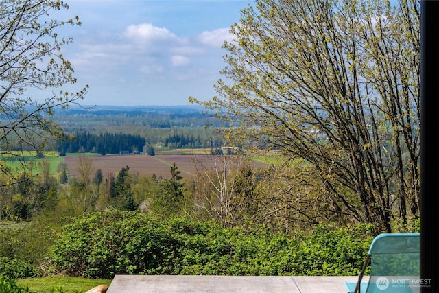 property view of mountains featuring a wooded view