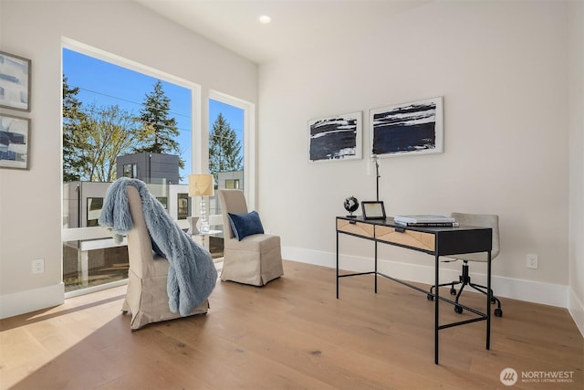 11896 SE 5th St, Bellevue, WA 98805 - office featuring baseboards, recessed lighting, and wood finished floors