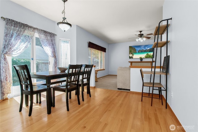 2825 Haig Dr SE, Olympia, WA 98501 - dining space with light wood-style floors and a ceiling fan
