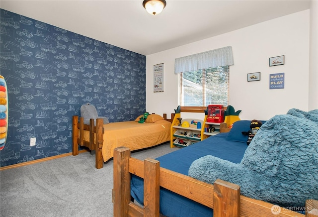 2825 Haig Dr SE, Olympia, WA 98501 - carpeted bedroom with baseboards and wallpapered walls