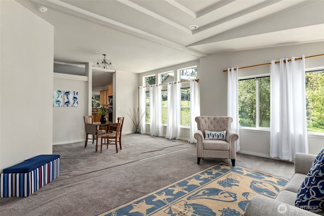 4592 Evenstar Ln, Freeland, WA 98249 - sitting room featuring carpet flooring, baseboards, and a chandelier