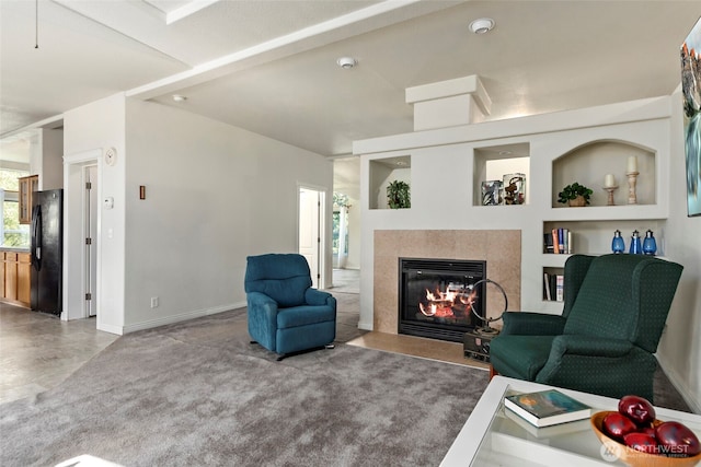 4592 Evenstar Ln, Freeland, WA 98249 - living room with a tile fireplace, carpet flooring, and baseboards