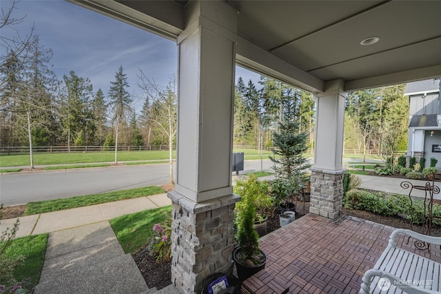29027 NE 156th St, Duvall, WA 98019 - view of patio / terrace featuring covered porch and fence