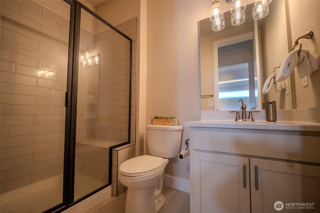 29027 NE 156th St, Duvall, WA 98019 - full bath with toilet, a stall shower, a chandelier, and vanity