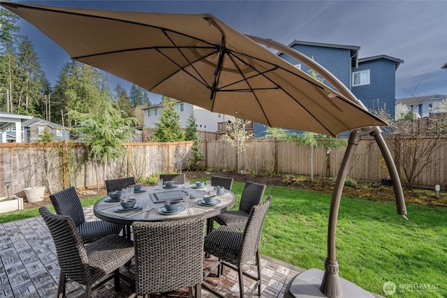 29027 NE 156th St, Duvall, WA 98019 - view of patio / terrace with outdoor dining area and fence private yard