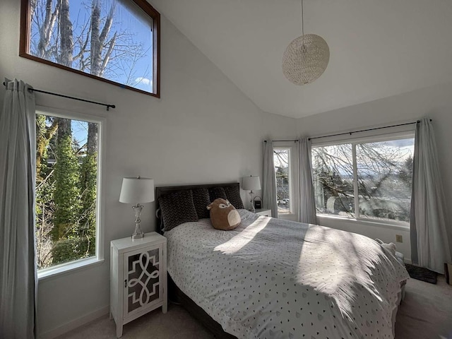 11703 NE 80th St Unit D3, Kirkland, WA 98033 - bedroom featuring light colored carpet, baseboards, and lofted ceiling