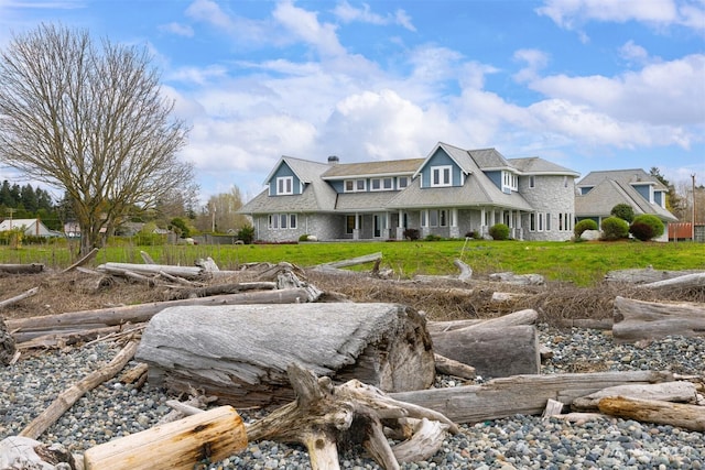 581 Marine Dr, Point Roberts, WA 98281 - shingle-style home with a chimney and a front lawn